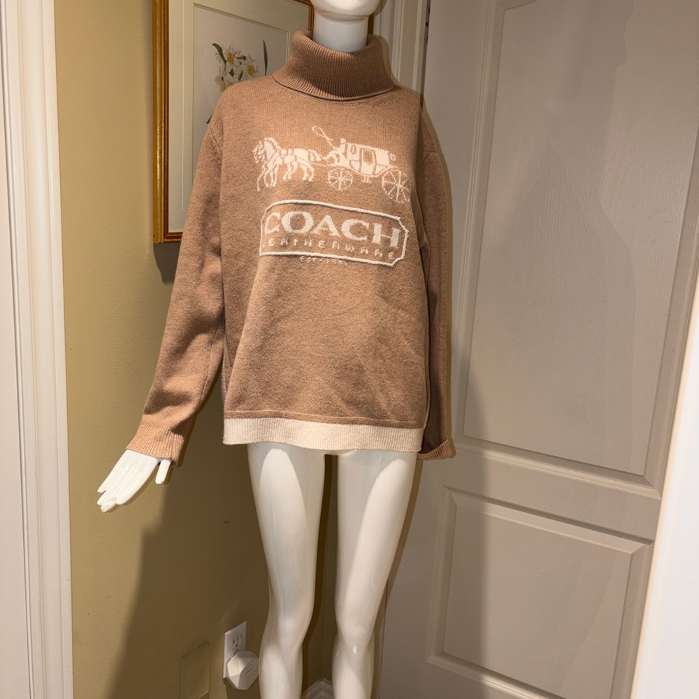 Coach Women's Tan Turtleneck Sweater